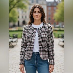 Talbots Collarless Wool Blend Blazer